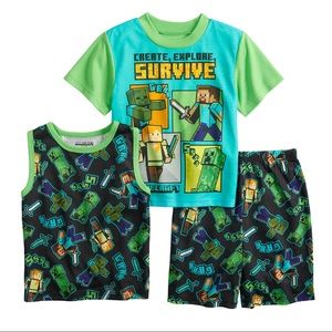 Minecraft Survive Time Tee Shirt Tank Top and  Shorts Pajamas